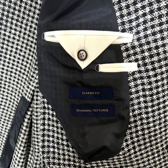STAFFORD Men's Classic Fit Navy Blue Check Sport Coat Blazer Jacket 44S NWT - Picture 10 of 16